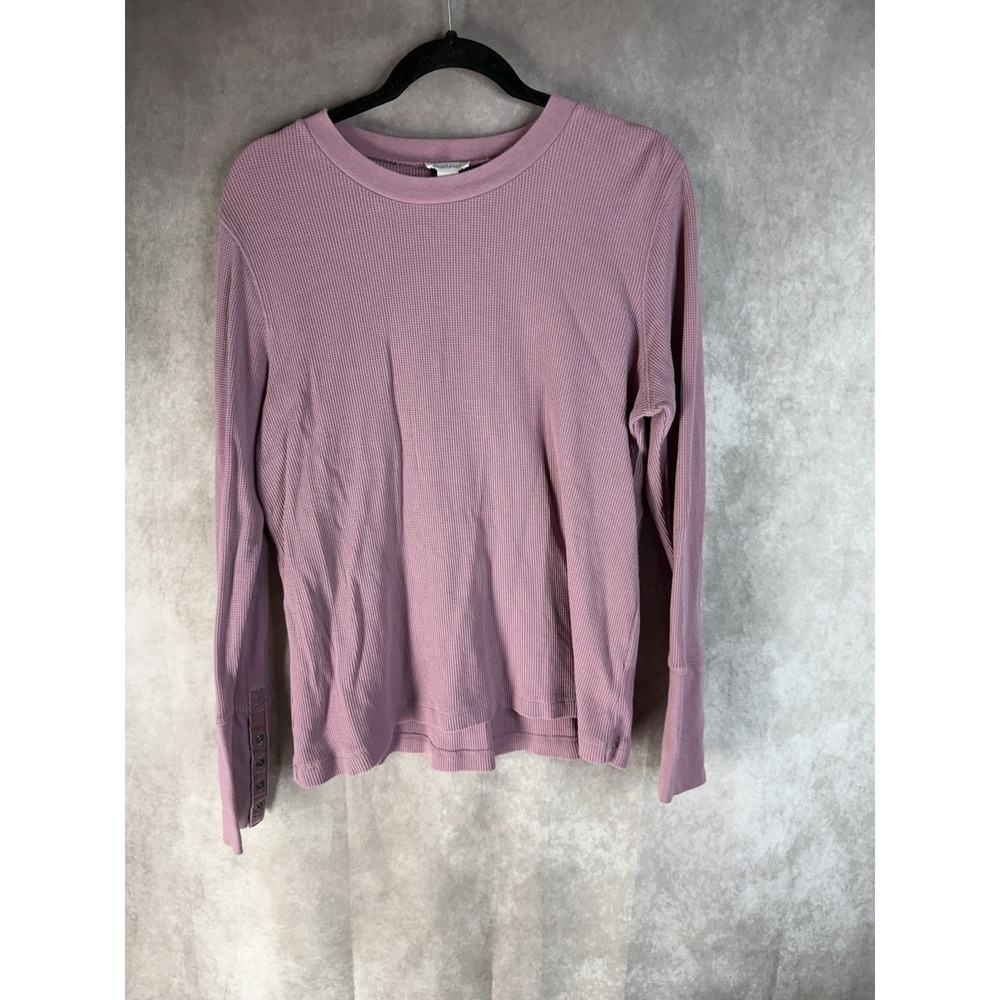 Sundance Thermal Waffle Knit Velvet Button Trim Cuff Long Sleeve In Purple Sz XL